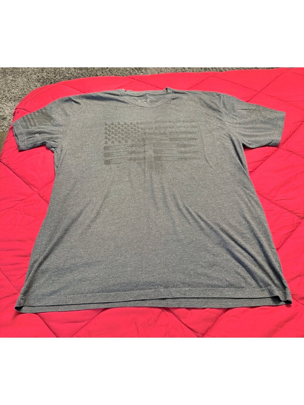 Grunt Style Men’s XL Heather Gray Distressed American Flag Graphic T-Shirt